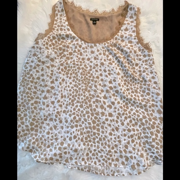 ANN TAYLOR Leopard Print Lace Trim Cami In Spiced Taupe - Picture 3 of 11
